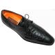 Mezlan Black Genuine Ostrich Quill/Lambskin Leather Wing-Tip Shoes 3336